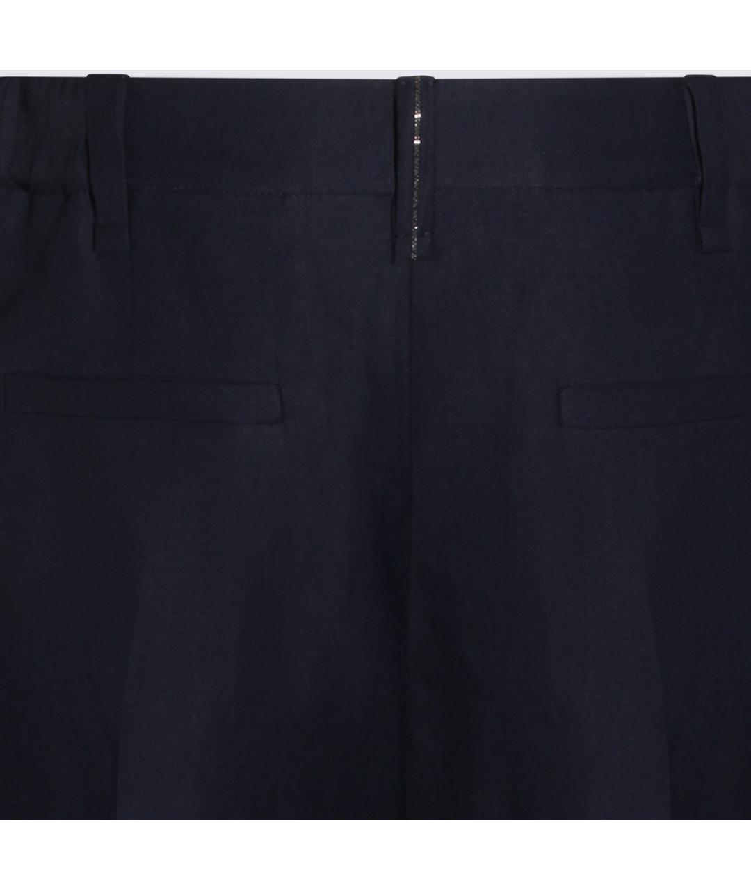 BRUNELLO CUCINELLI Синие вискозные прямые брюки, фото 2