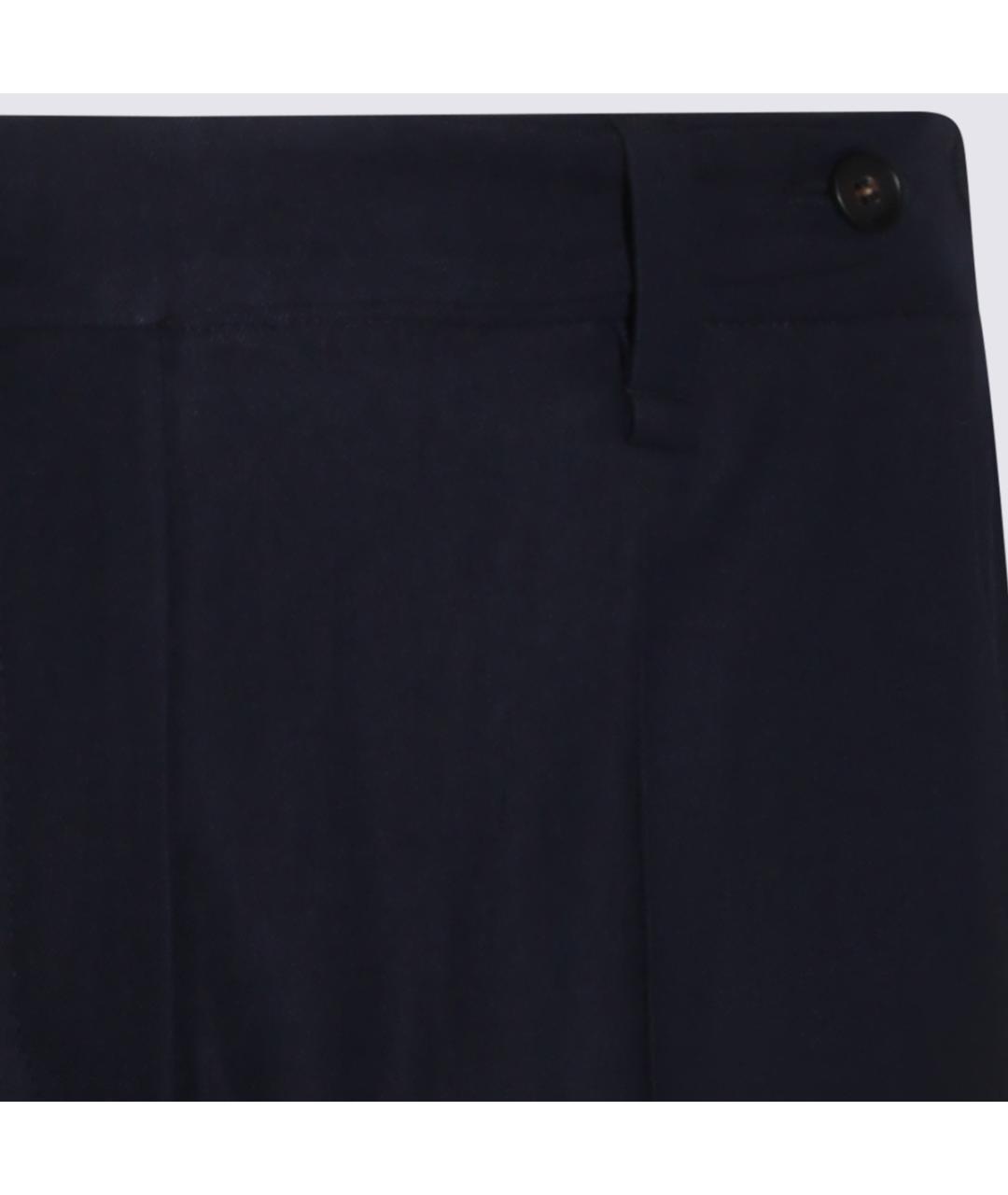 BRUNELLO CUCINELLI Синие вискозные прямые брюки, фото 4