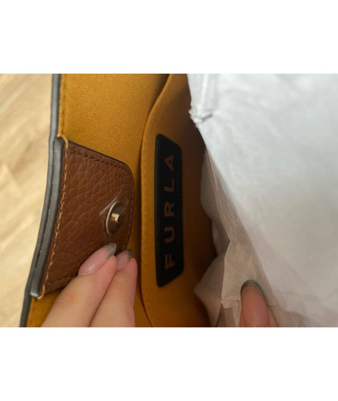 FURLA Коричневая кожаная сумка через плечо, фото 7