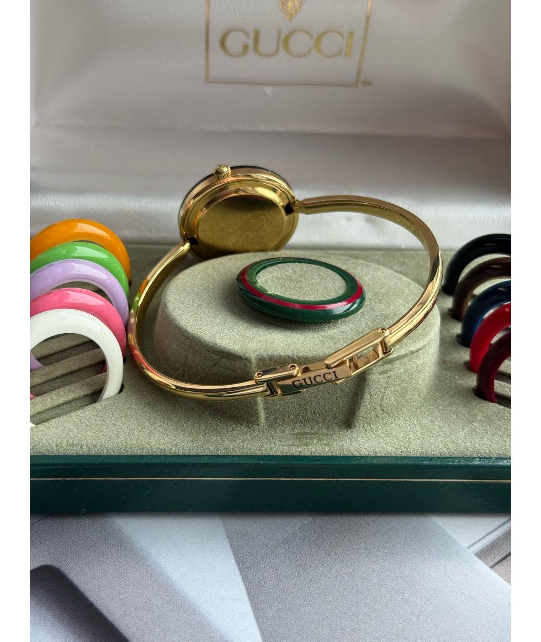 GUCCI Золотые пластиковые часы, фото 4