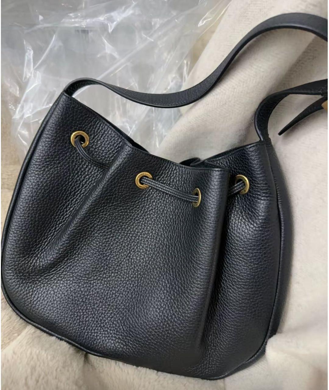 SAINT LAURENT Черная кожаная сумка через плечо, фото 6