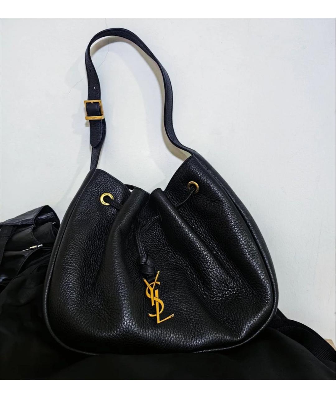 SAINT LAURENT Черная кожаная сумка через плечо, фото 5