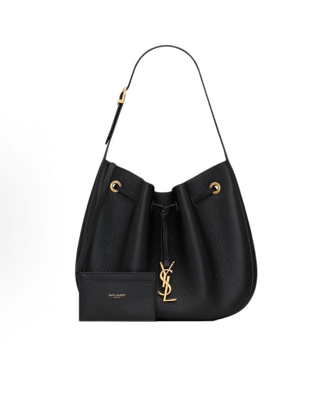 SAINT LAURENT Черная кожаная сумка через плечо, фото 2