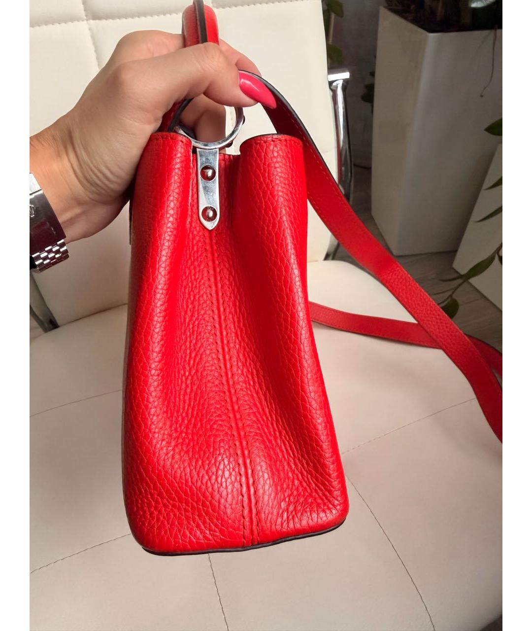 LOUIS VUITTON Красная кожаная сумка с короткими ручками, фото 2