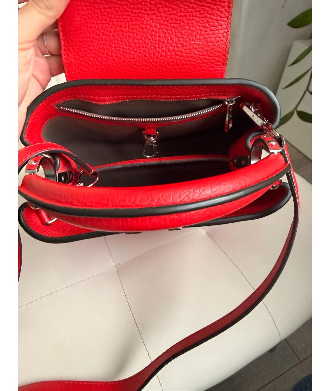 LOUIS VUITTON Красная кожаная сумка с короткими ручками, фото 4