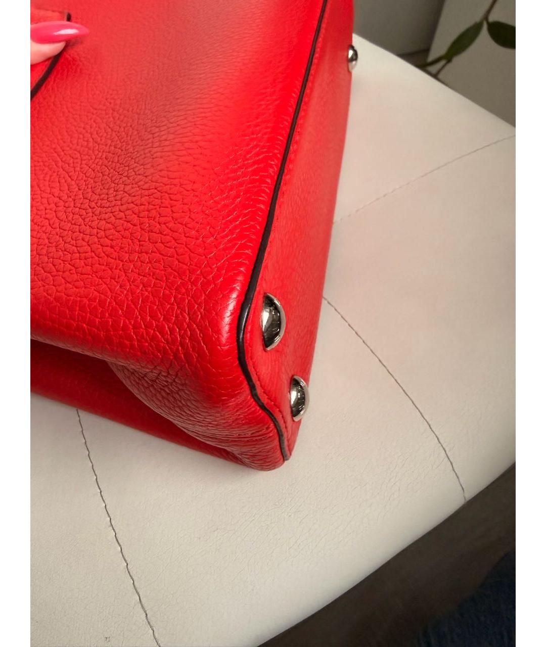 LOUIS VUITTON Красная кожаная сумка с короткими ручками, фото 8