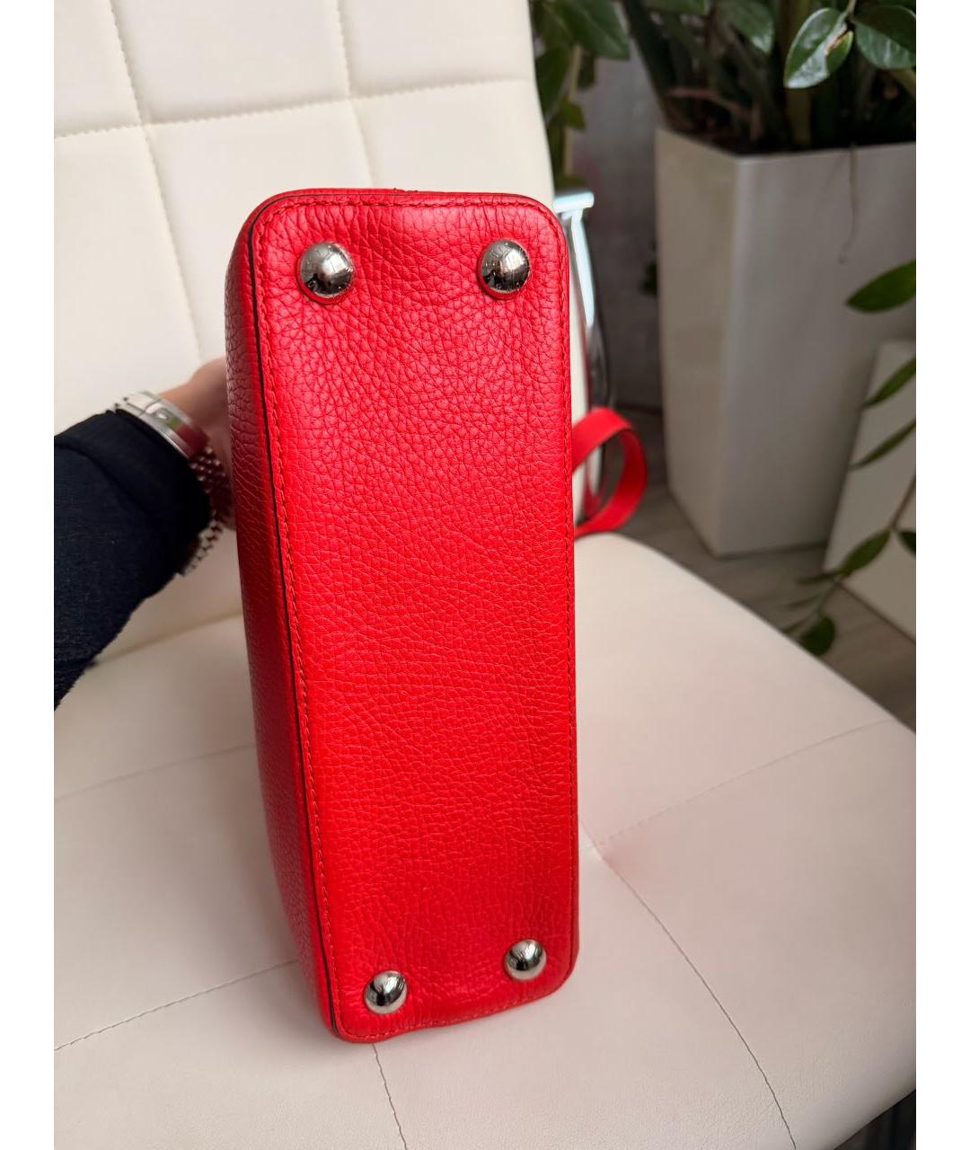 LOUIS VUITTON Красная кожаная сумка с короткими ручками, фото 5