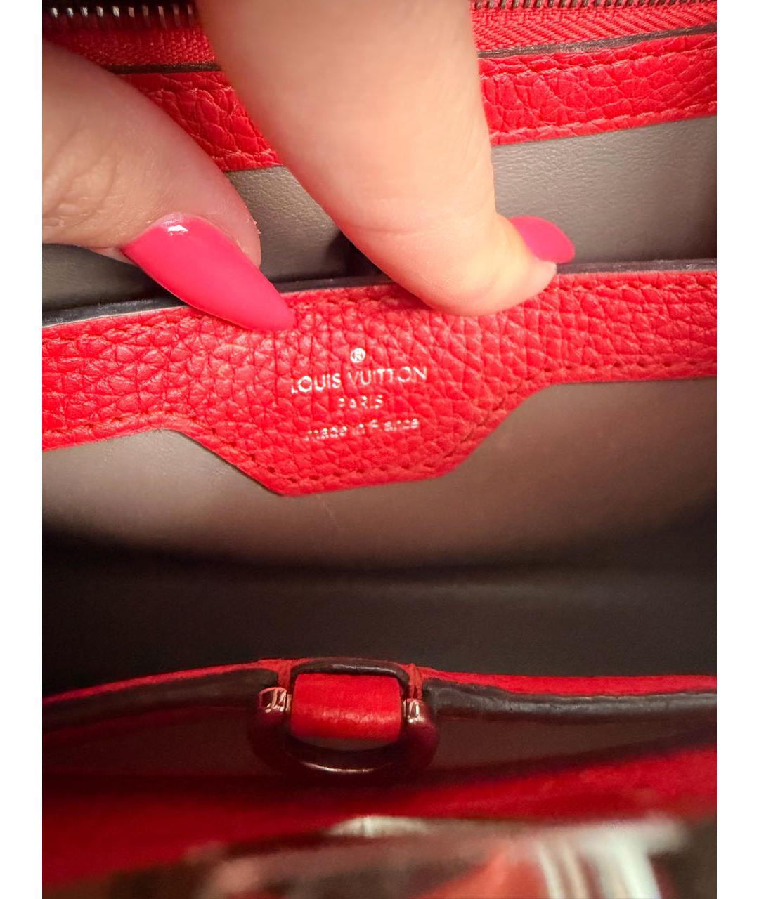 LOUIS VUITTON Красная кожаная сумка с короткими ручками, фото 6