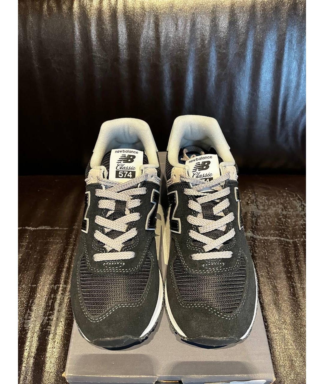 NEW BALANCE Черные кожаные низкие кроссовки / кеды, фото 2