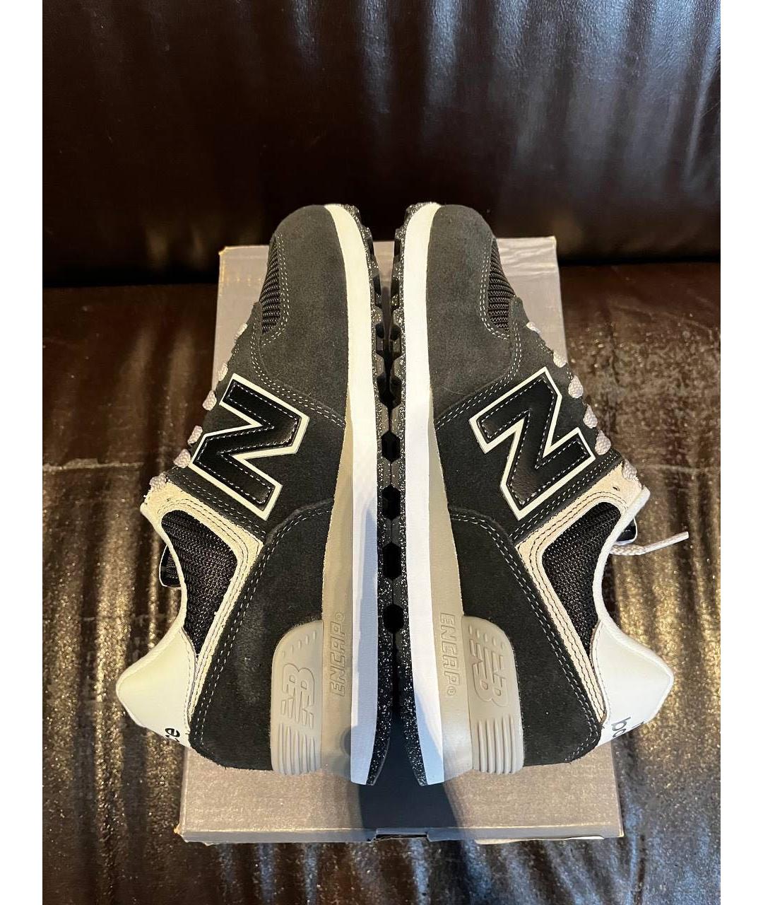 NEW BALANCE Черные кожаные низкие кроссовки / кеды, фото 4