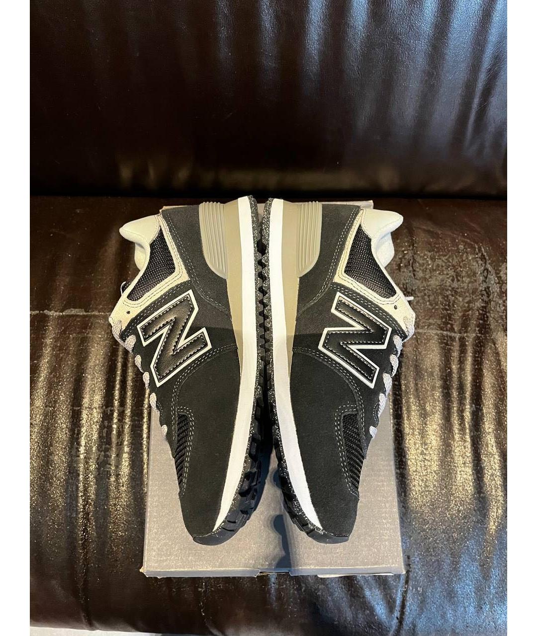 NEW BALANCE Черные кожаные низкие кроссовки / кеды, фото 3