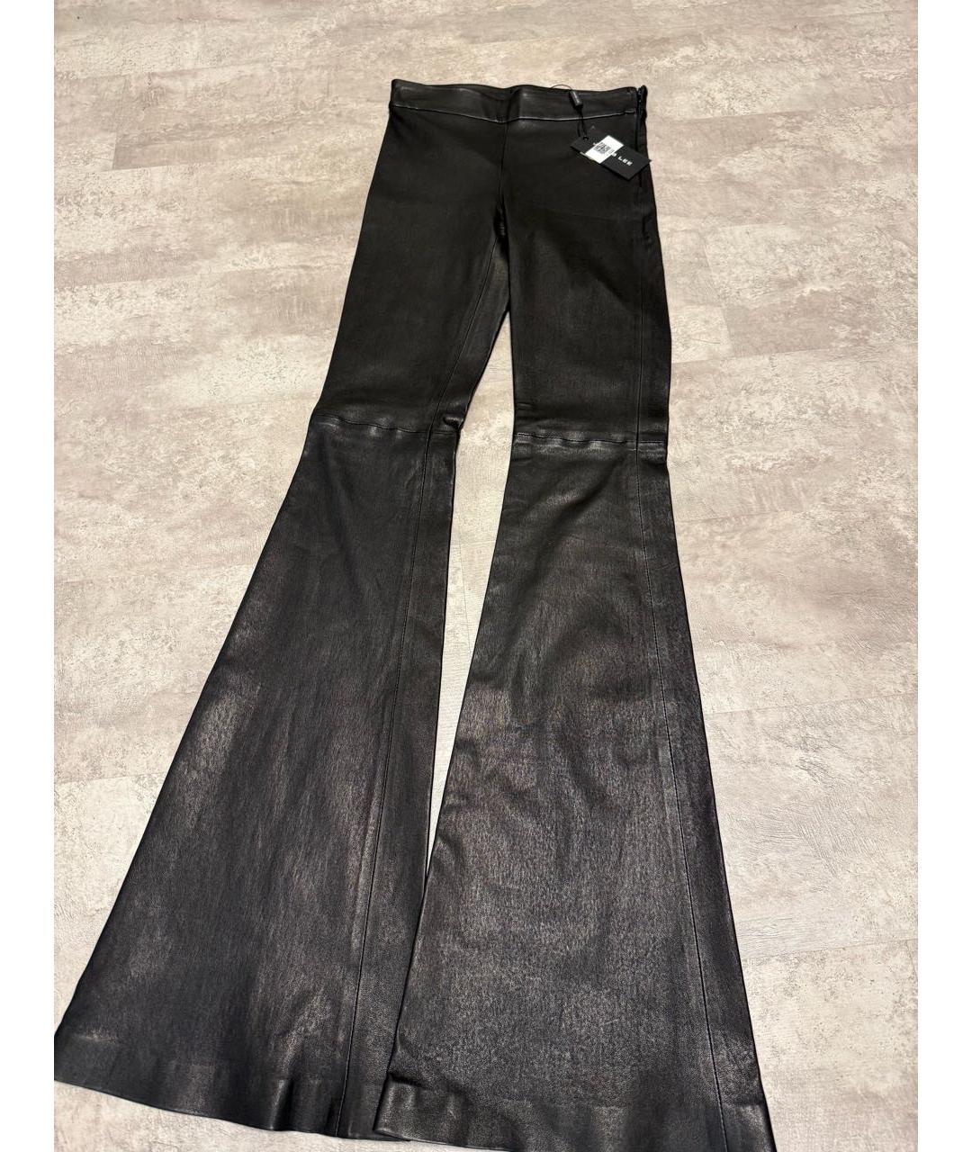 Jacob Lee Черные кожаные брюки узкие, фото 9