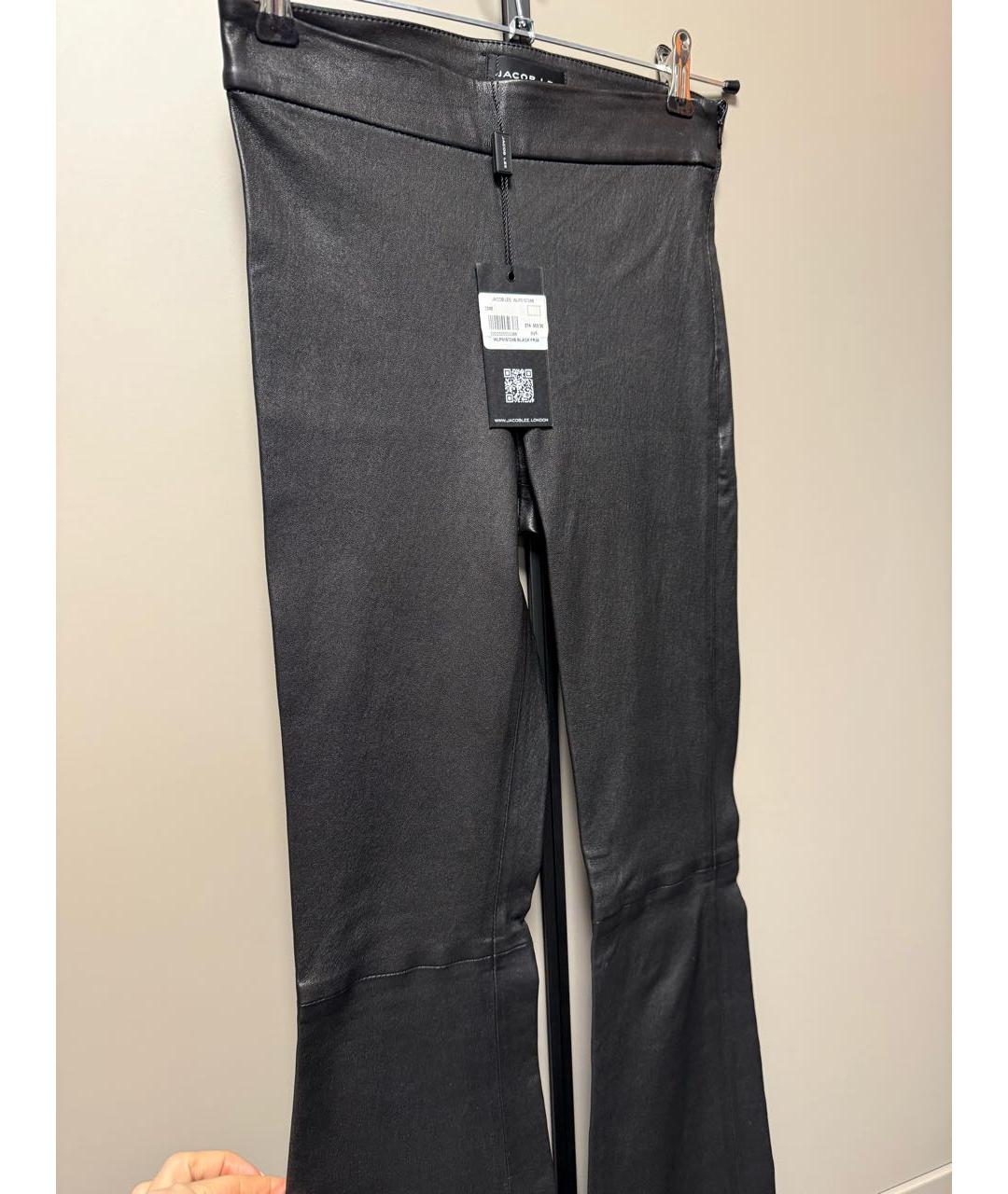 Jacob Lee Черные кожаные брюки узкие, фото 4