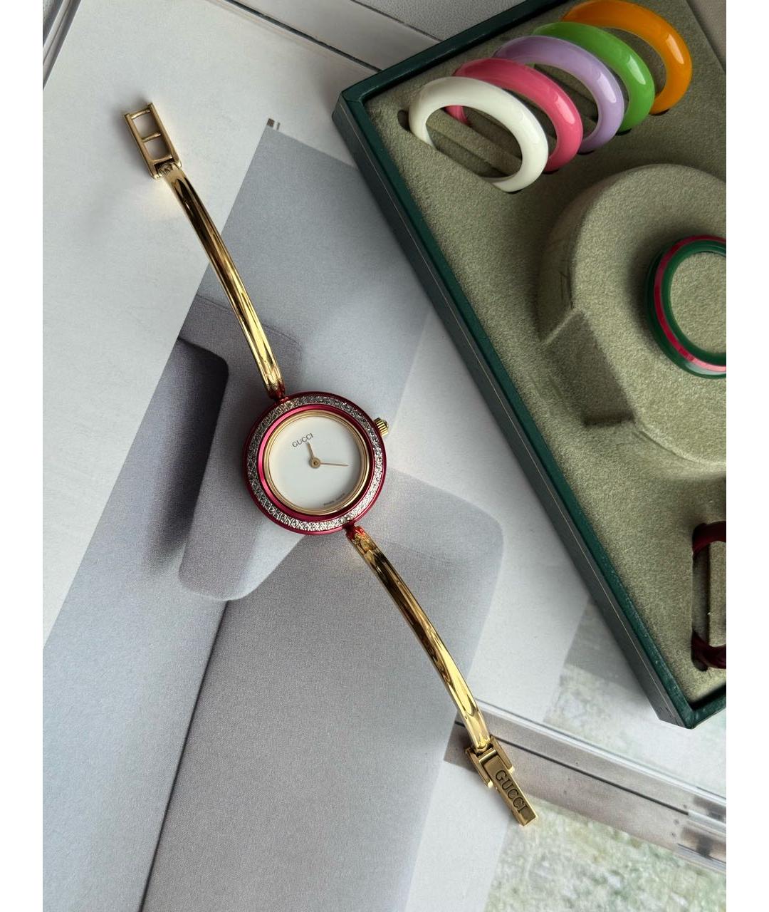 GUCCI Золотые пластиковые часы, фото 4