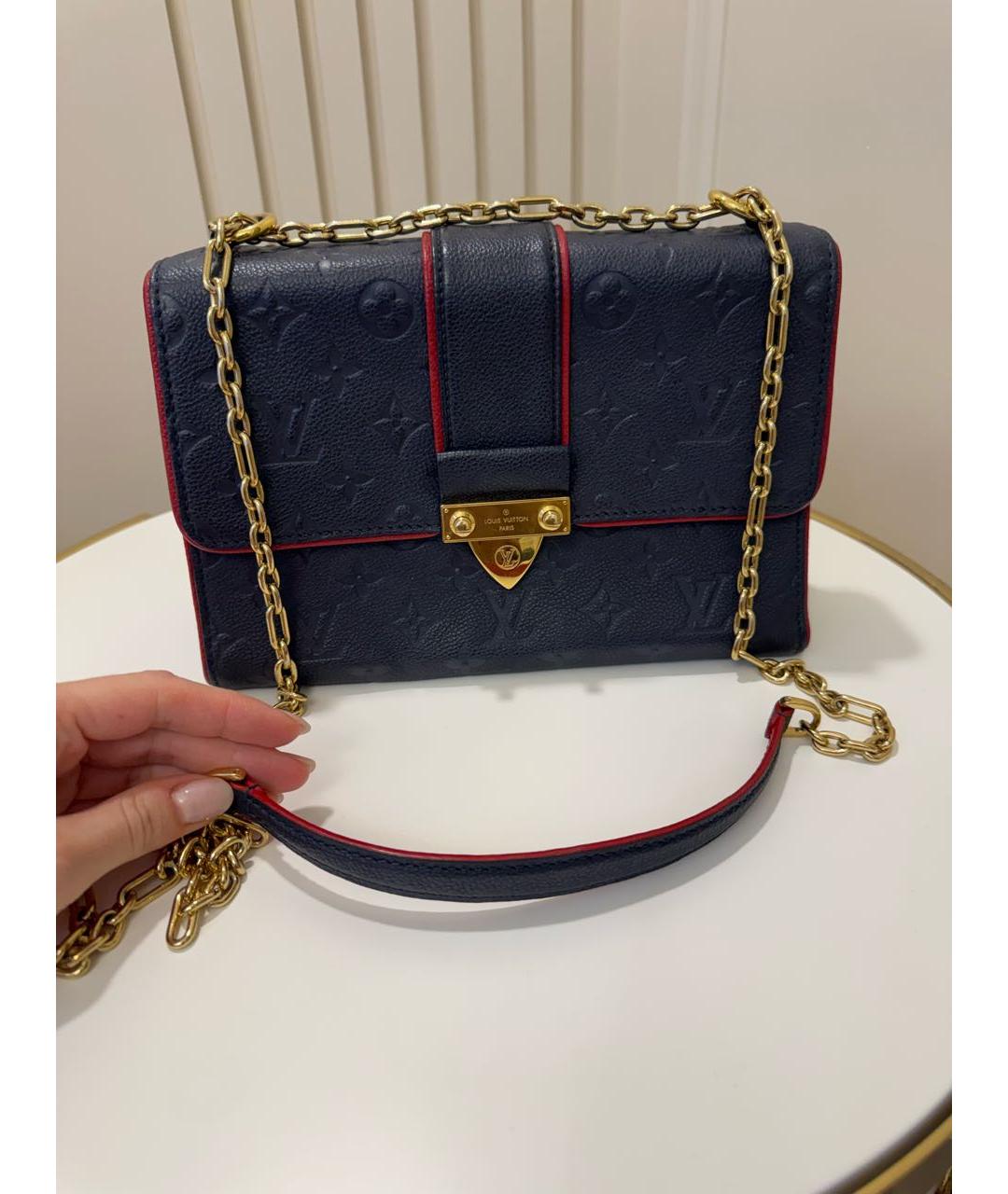 LOUIS VUITTON Темно-синяя кожаная сумка через плечо, фото 6