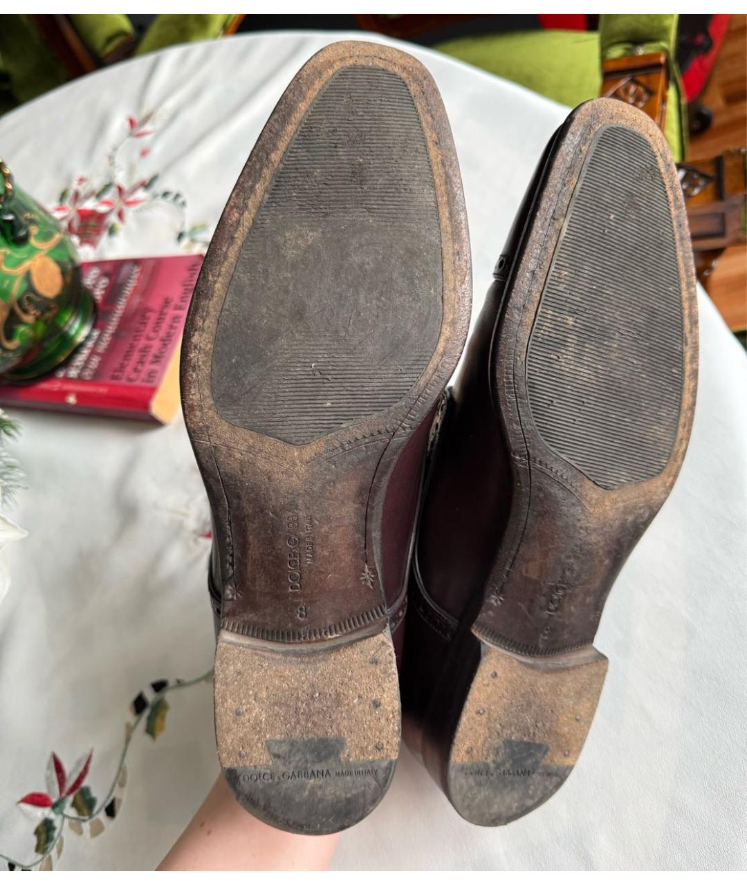 DOLCE&GABBANA Бордовые кожаные туфли, фото 8