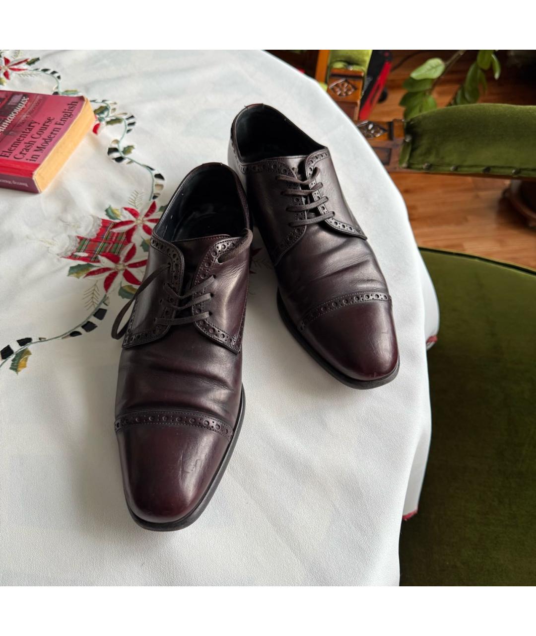 DOLCE&GABBANA Бордовые кожаные туфли, фото 5