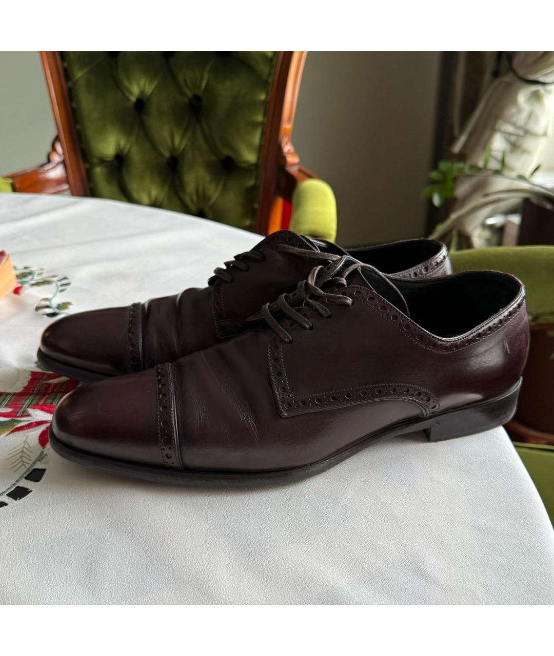 DOLCE&GABBANA Бордовые кожаные туфли, фото 7