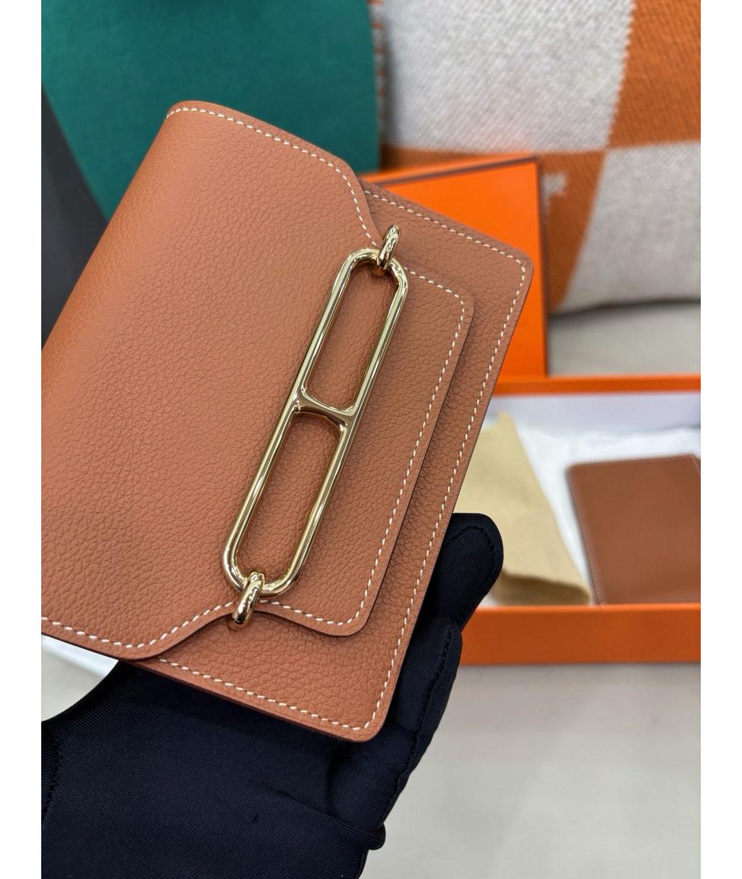HERMES Коричневый кожаный кошелек, фото 5