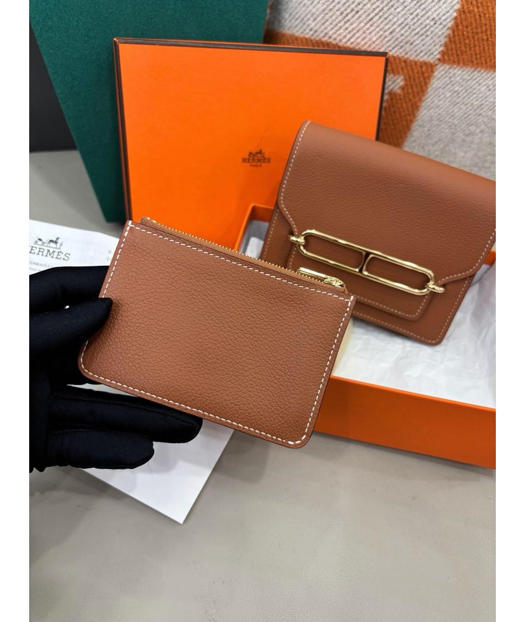 HERMES Коричневый кожаный кошелек, фото 8