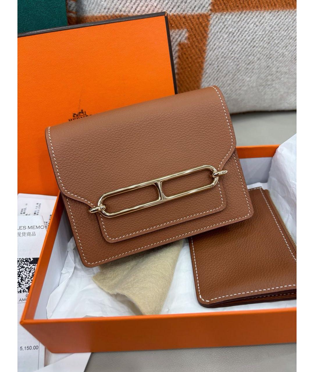 HERMES Коричневый кожаный кошелек, фото 9