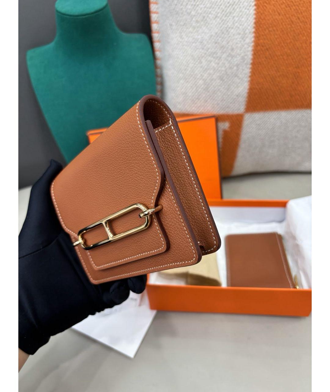 HERMES Коричневый кожаный кошелек, фото 3