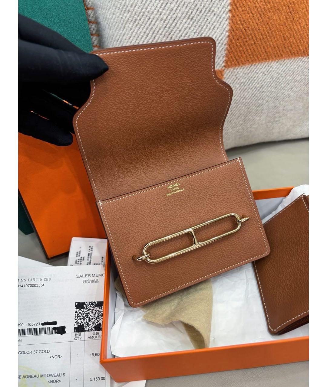HERMES Коричневый кожаный кошелек, фото 6