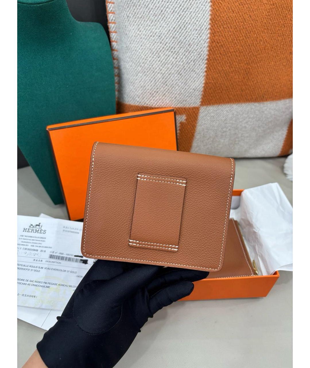 HERMES Коричневый кожаный кошелек, фото 4