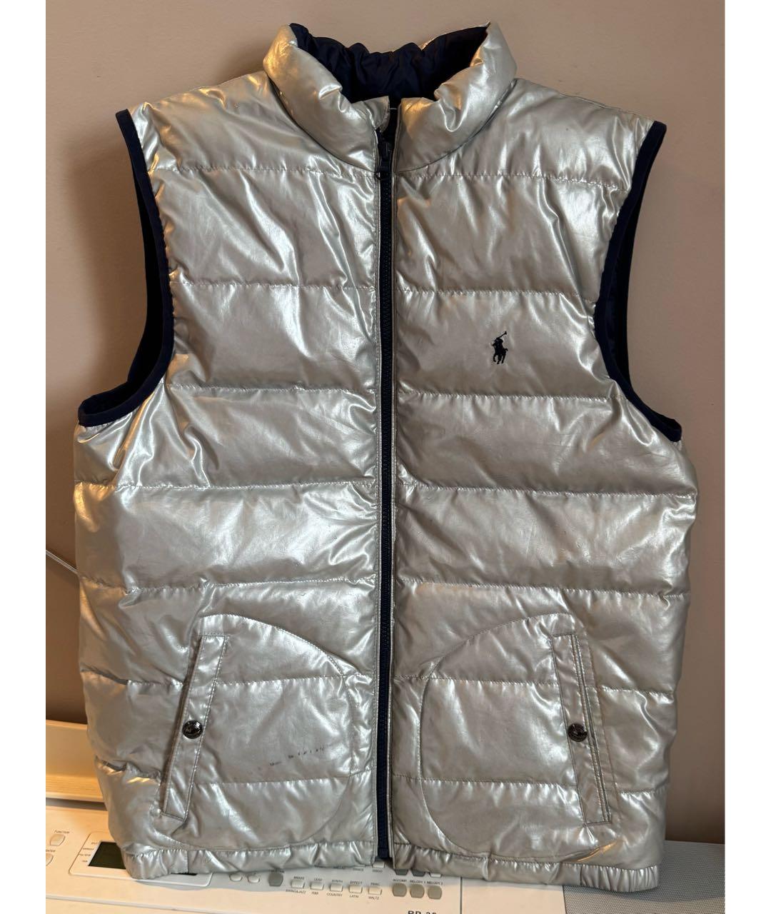 POLO RALPH LAUREN Серебрянный полиэстеровый жакет / жилет, фото 8