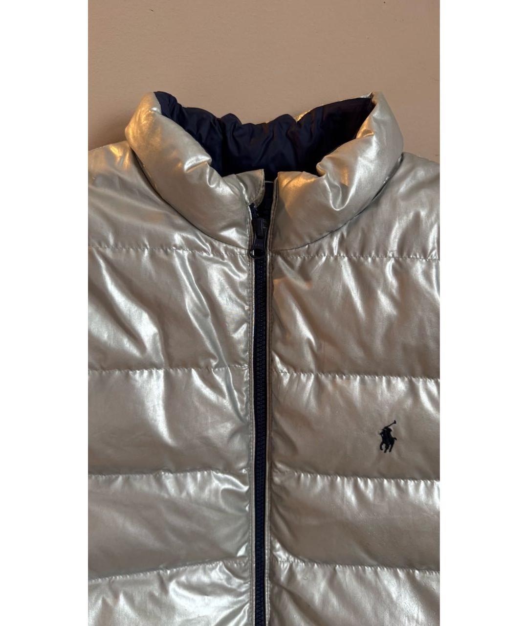 POLO RALPH LAUREN Серебрянный полиэстеровый жакет / жилет, фото 7