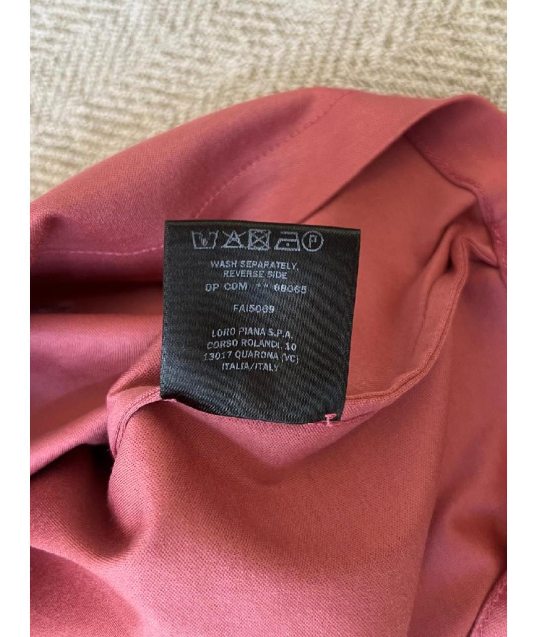 LORO PIANA Коралловая хлопковая футболка, фото 7