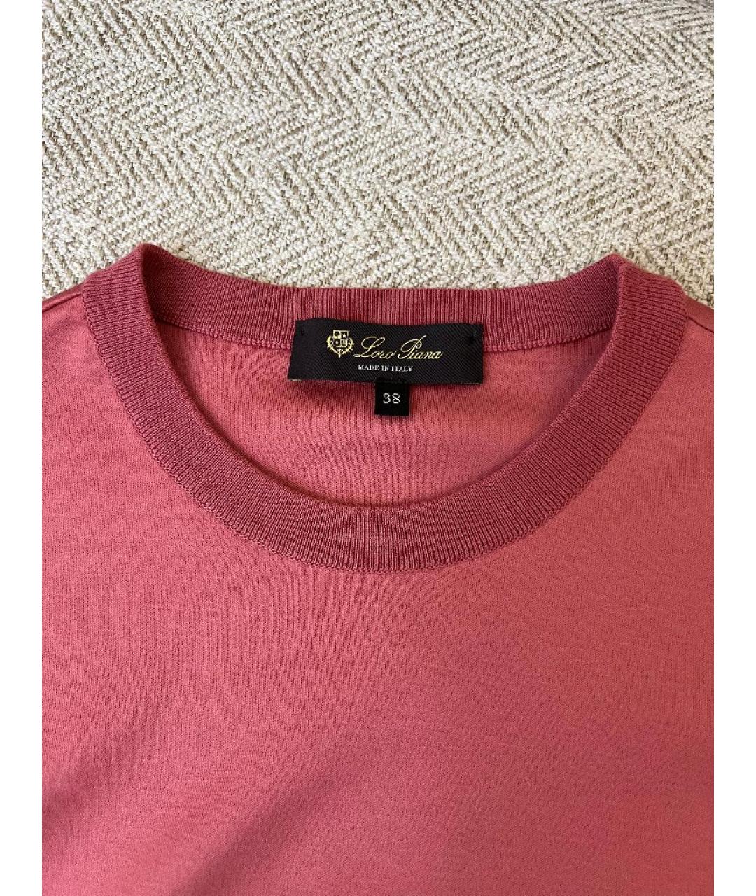 LORO PIANA Коралловая хлопковая футболка, фото 3