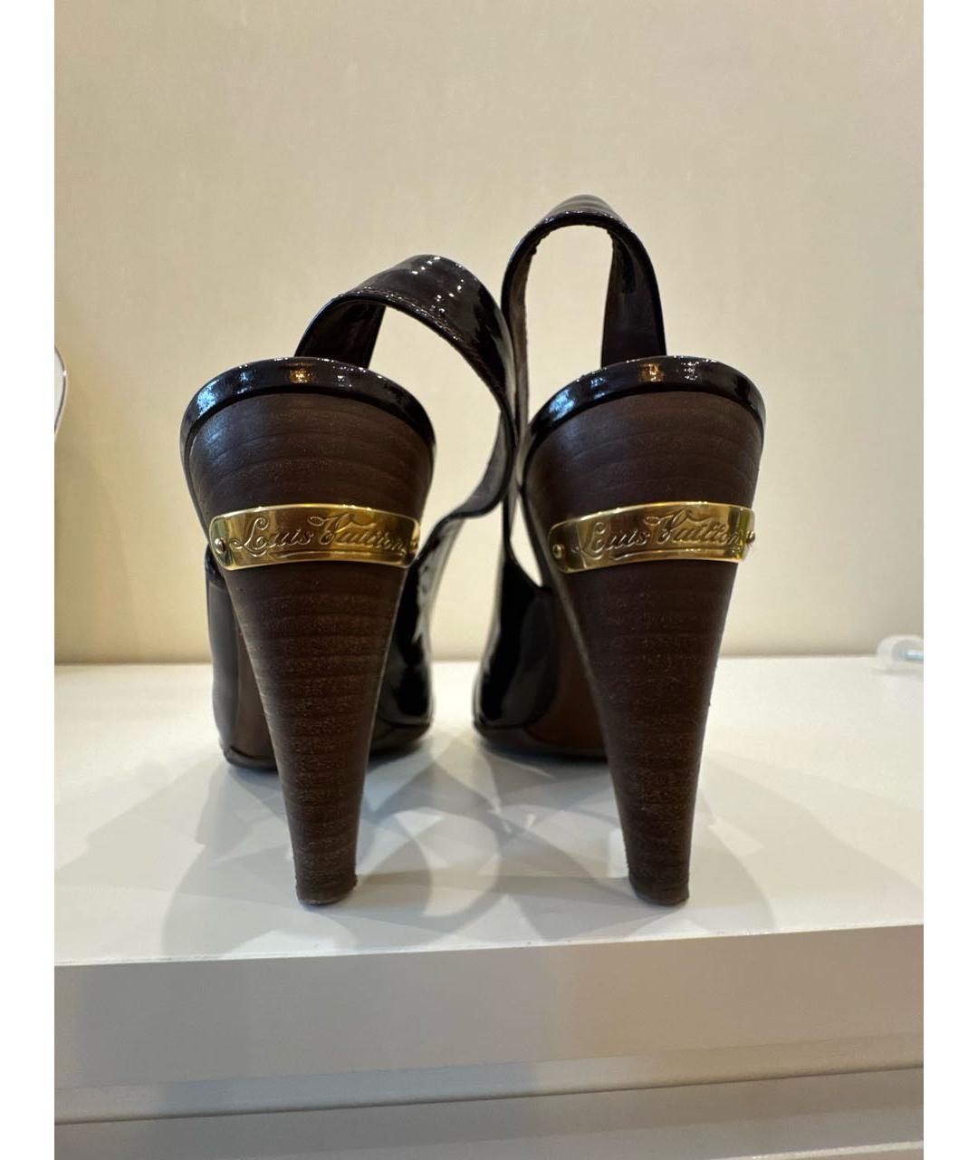 LOUIS VUITTON Бордовые босоножки из лакированной кожи, фото 4