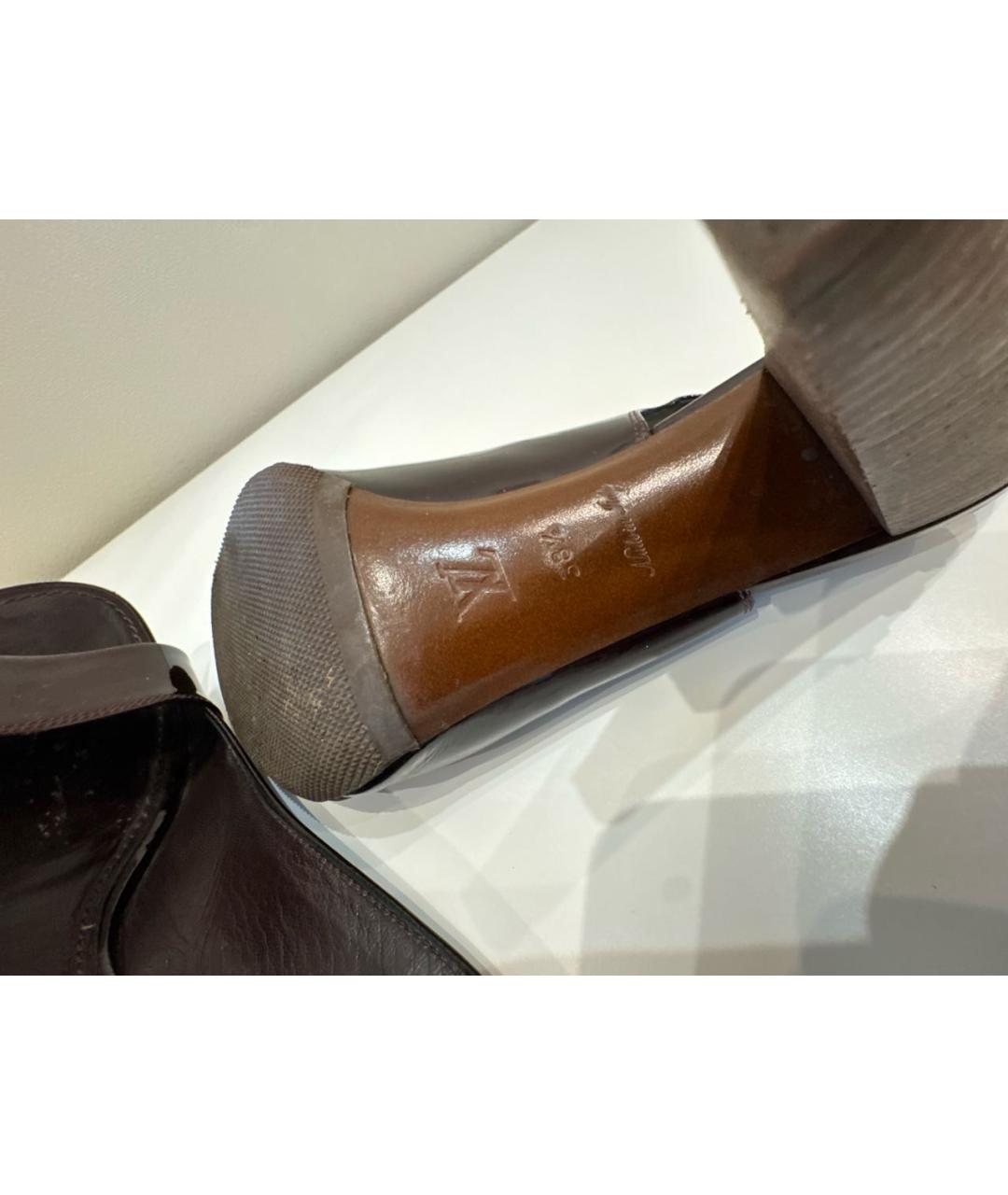 LOUIS VUITTON Бордовые босоножки из лакированной кожи, фото 6