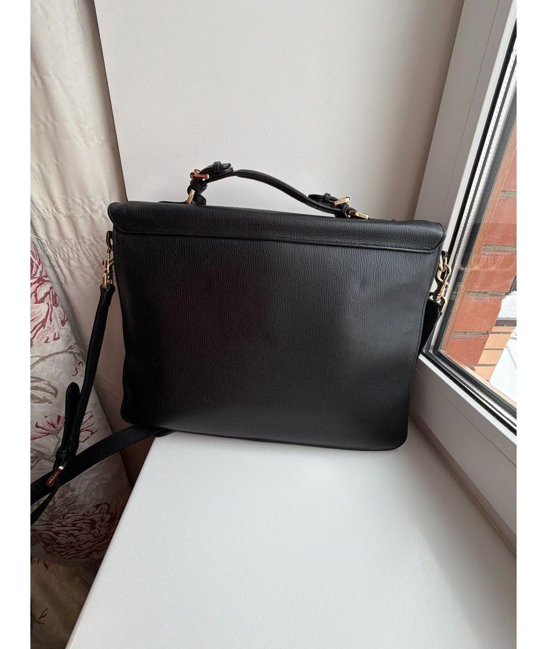 MULBERRY Черный кожаный портфель, фото 3