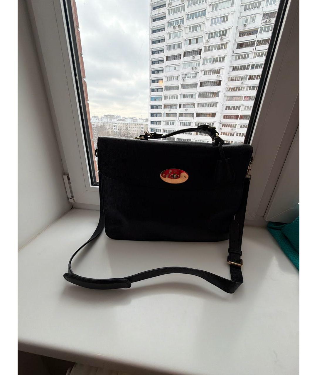 MULBERRY Черный кожаный портфель, фото 9