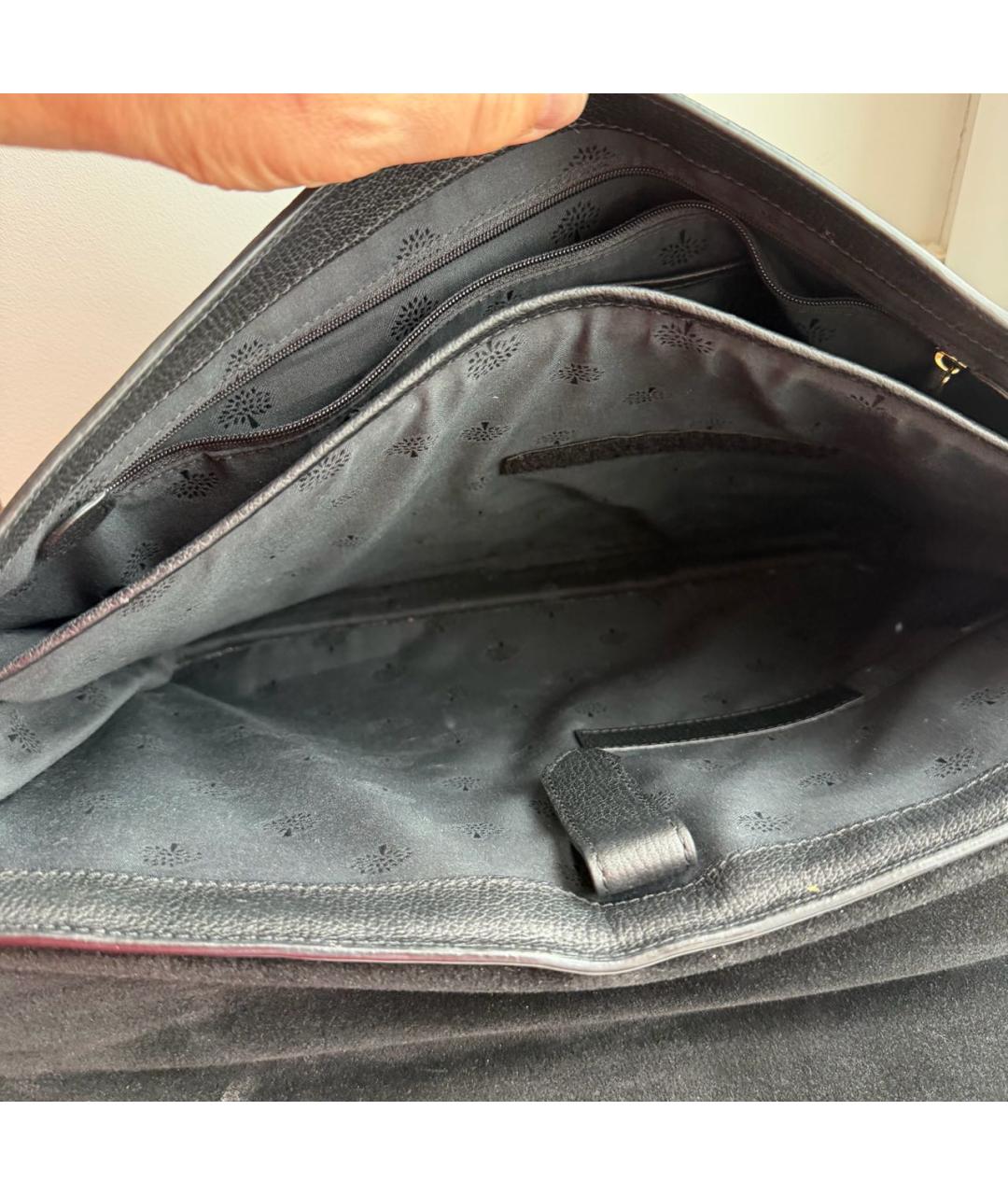 MULBERRY Черный кожаный портфель, фото 4
