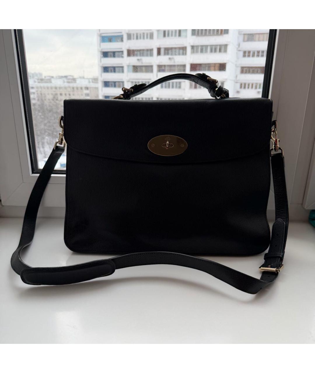 MULBERRY Черный кожаный портфель, фото 5