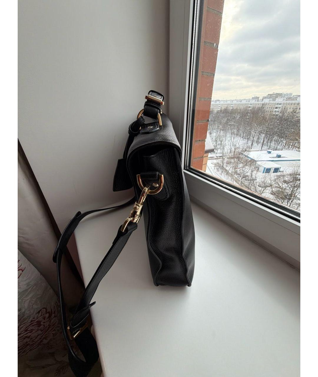 MULBERRY Черный кожаный портфель, фото 2