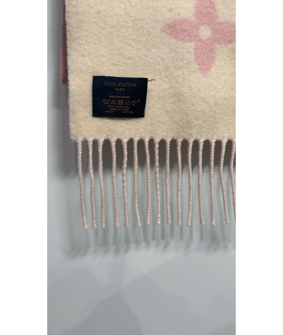 LOUIS VUITTON Розовый кашемировый шарф, фото 3