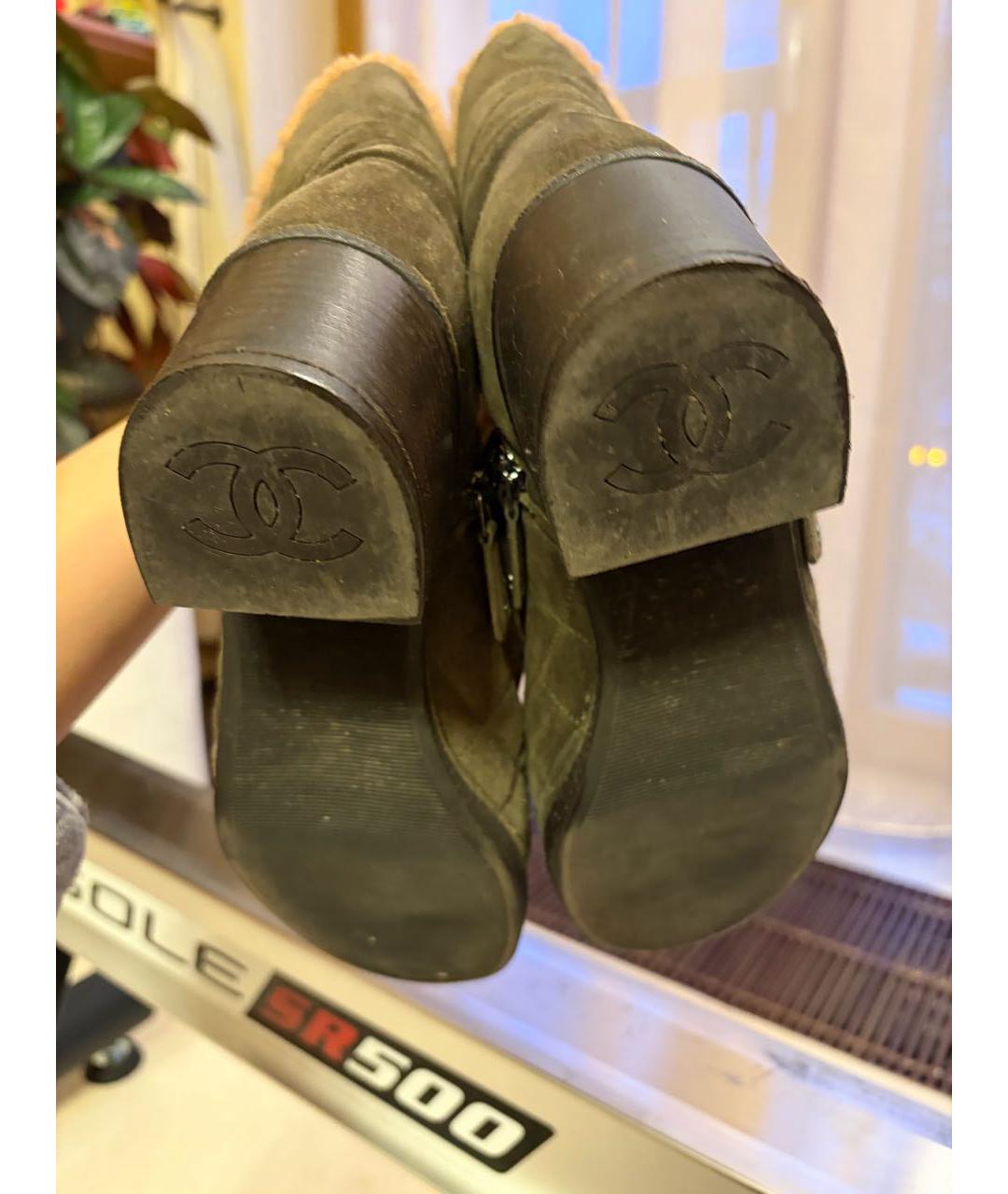 CHANEL Хаки замшевые ботильоны, фото 5