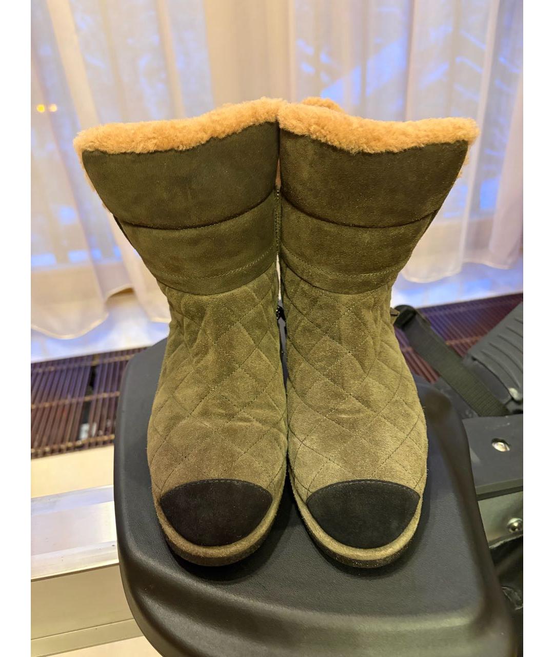 CHANEL Хаки замшевые ботильоны, фото 2