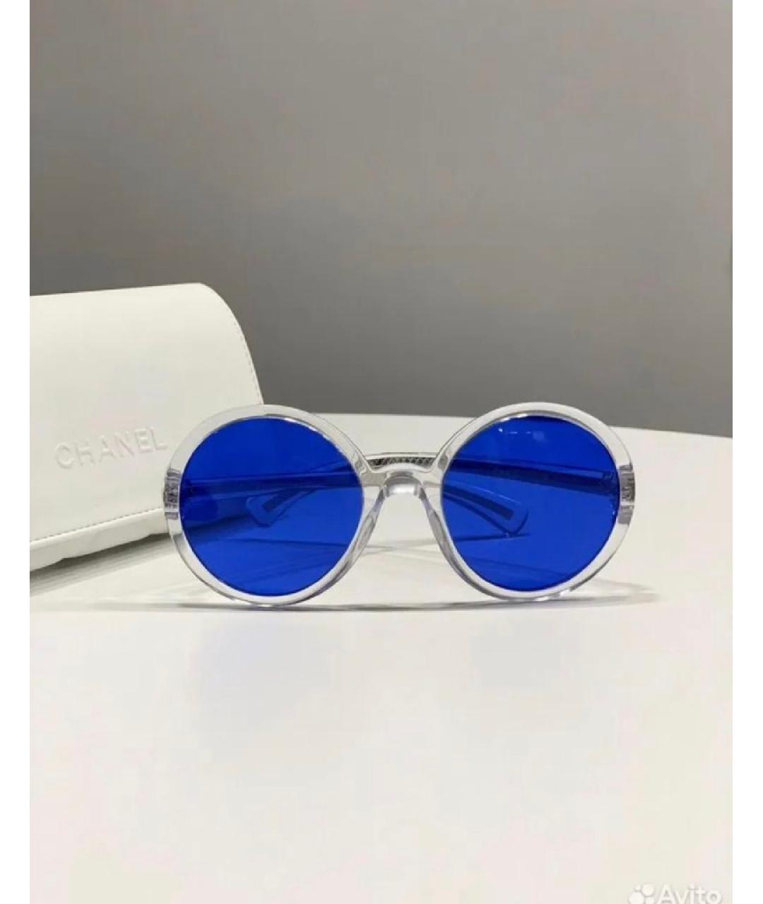 CHANEL BEAUTY Синие пластиковые солнцезащитные очки, фото 5