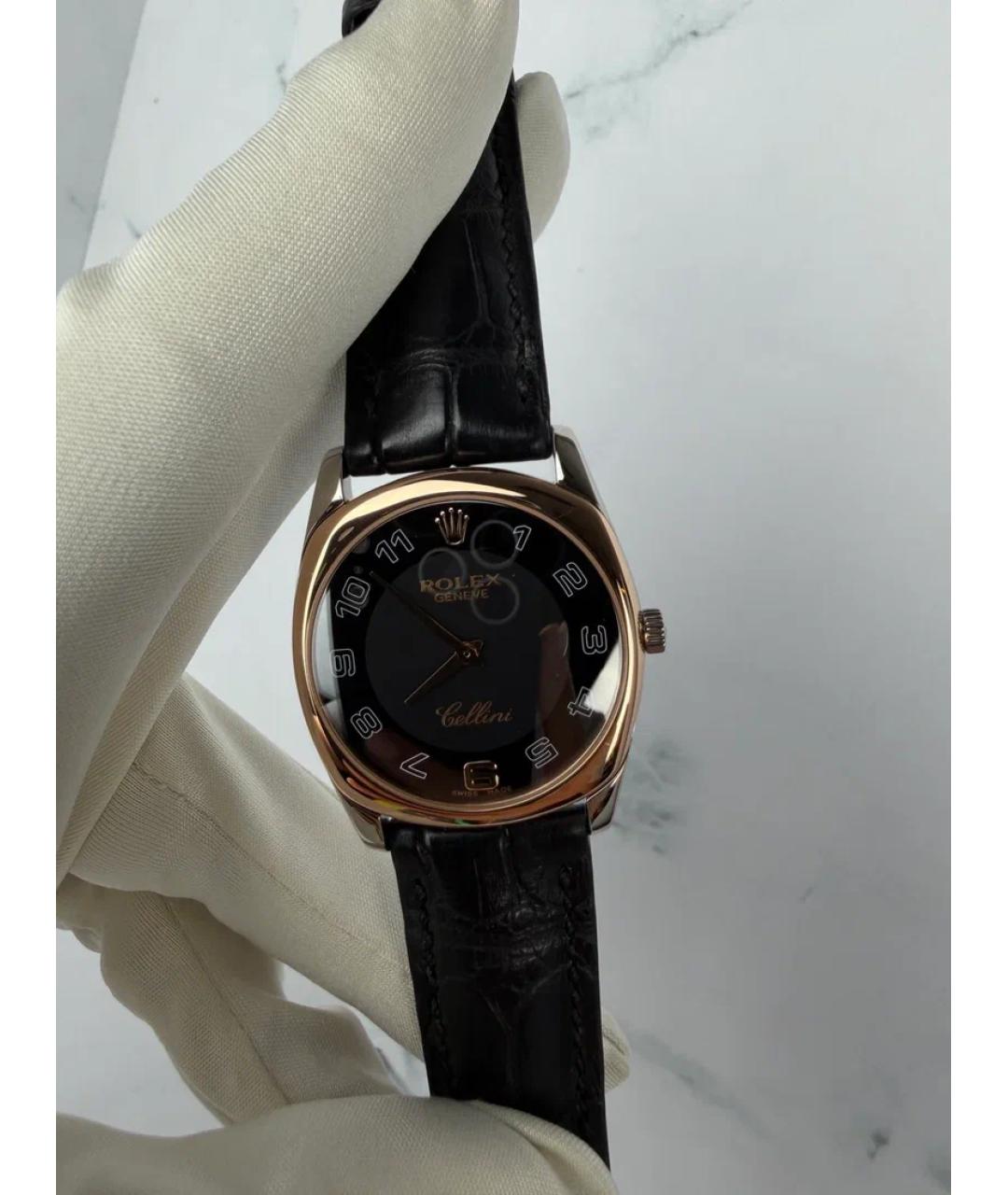 ROLEX Черные часы из розового золота, фото 2