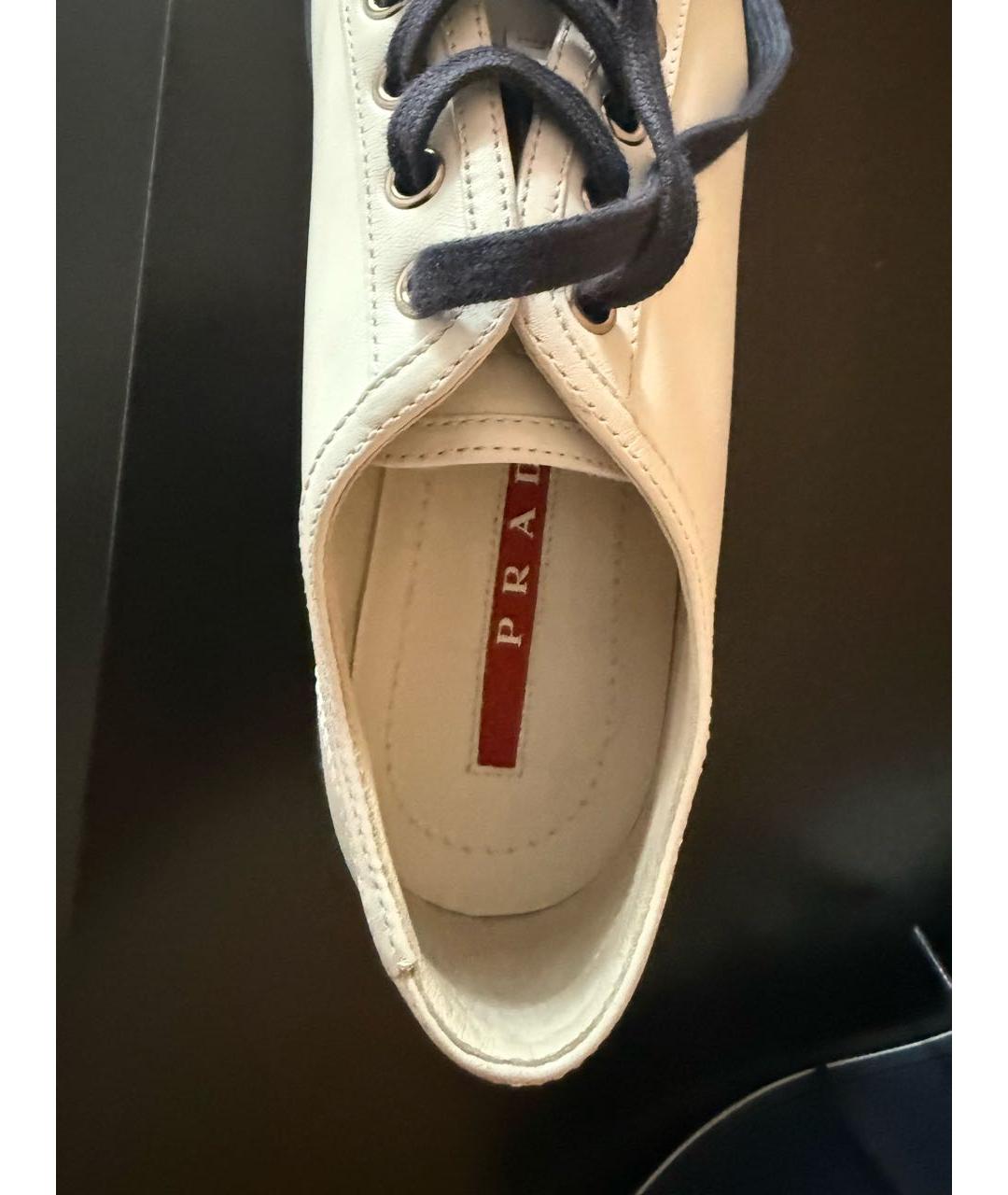 PRADA Белые кожаные кеды, фото 4