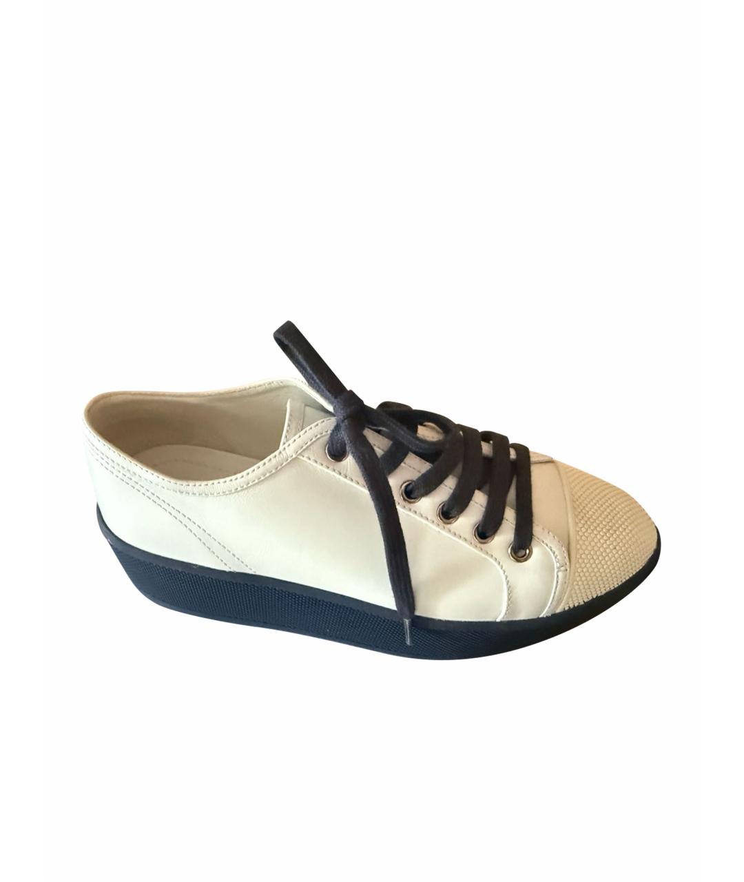 PRADA Белые кожаные кеды, фото 1