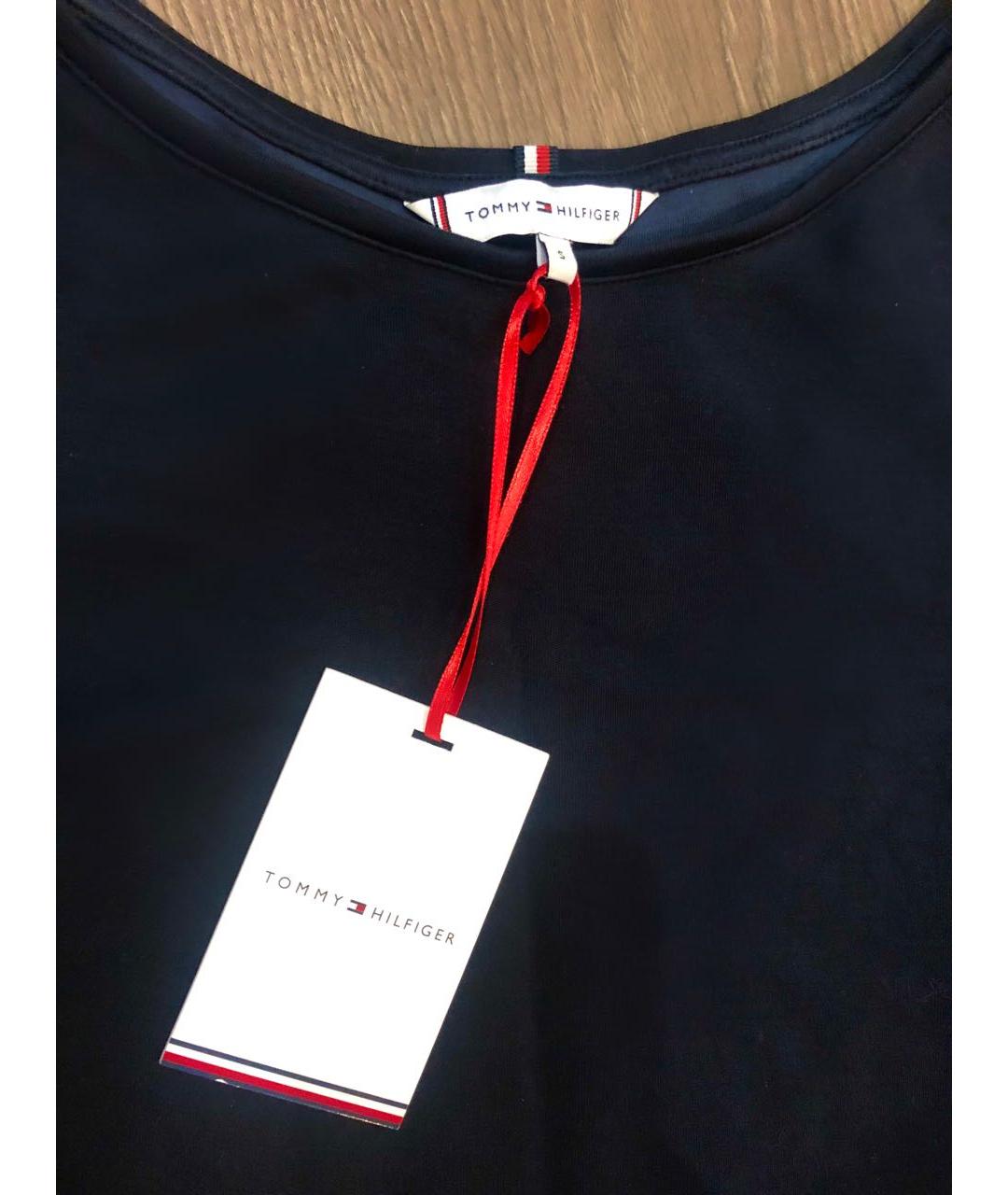 TOMMY HILFIGER Темно-синее хлопко-эластановое повседневное платье, фото 3