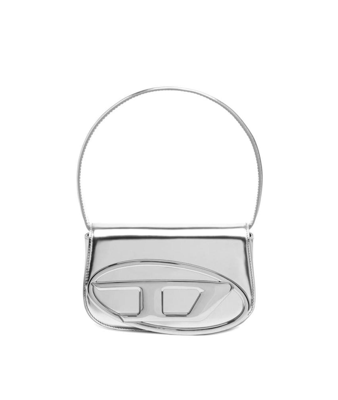 DIESEL Серебряная кожаная сумка с короткими ручками, фото 4