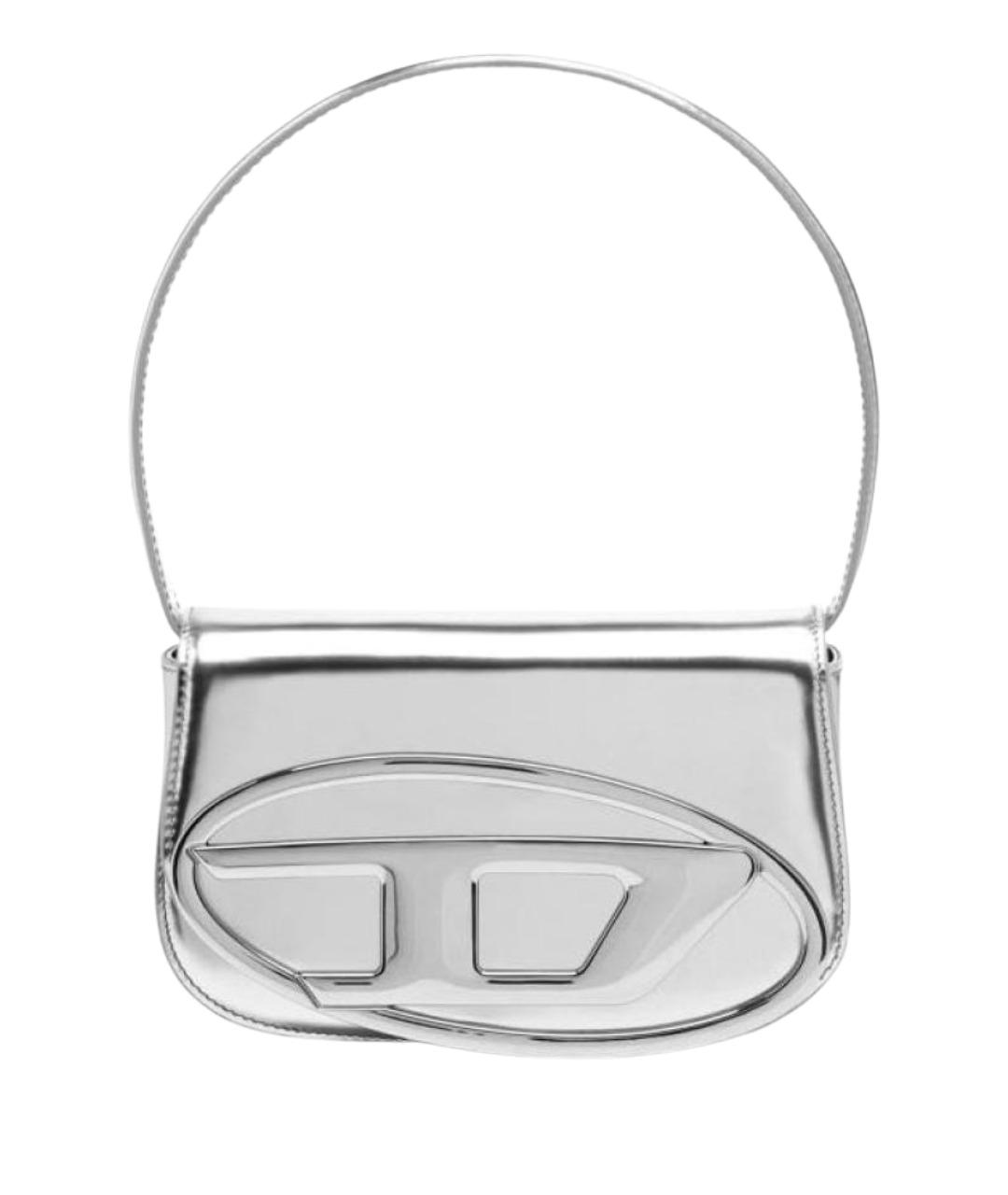 DIESEL Серебряная кожаная сумка с короткими ручками, фото 1