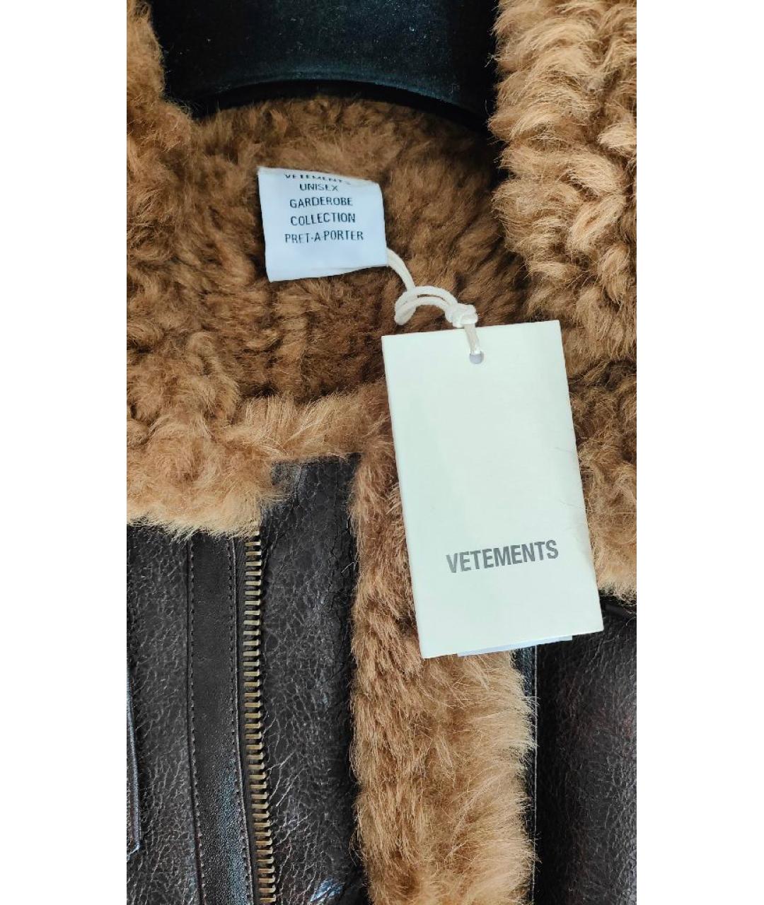 VETEMENTS Коричневая кожаная дубленка, фото 3